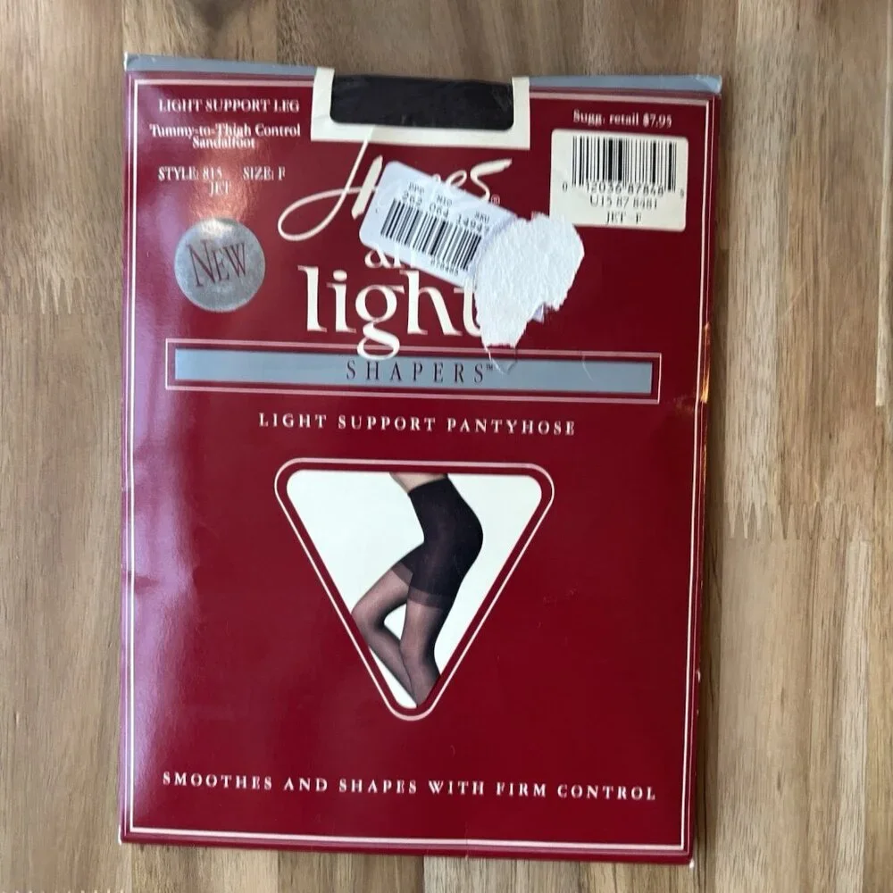 Vintage Hanes Alive Light Support Classic Jet Size‎ F  Pantyhose Granny USA MADE
